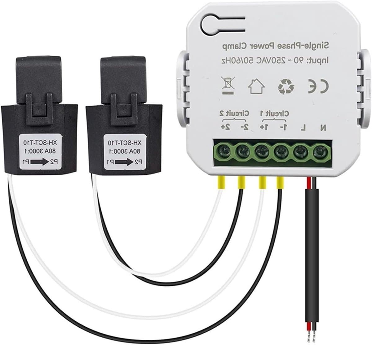 Energiestroomonderbreker - Energieteller Monitor - Energieverbruik Meten - Tuya APP Bediening - 80A - Wit