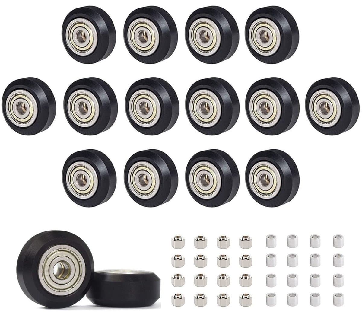 Dailygoody - 3D-printerwielen - 625 zz - Hoogwaardige kwaliteit - Zwart - Excentrische kolom - Ideaal voor Creality Ender 3/5/Cr-10 - 16 stuks