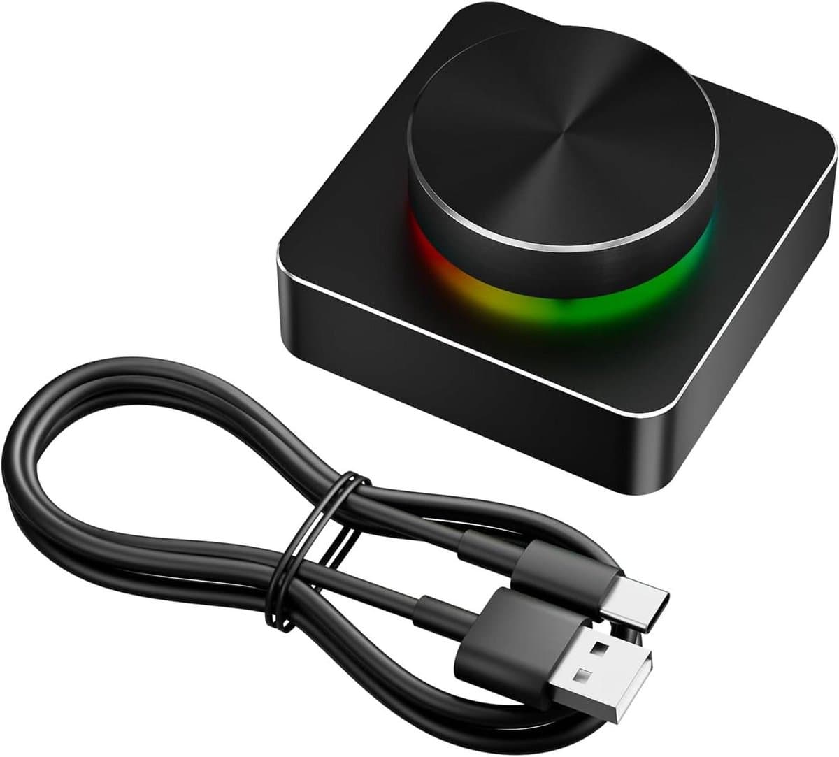USB Volumeregelaar - Desktopcontroller - Audio Aanpassen - RGB Verlichting - Type-C Verbinding - Zwart