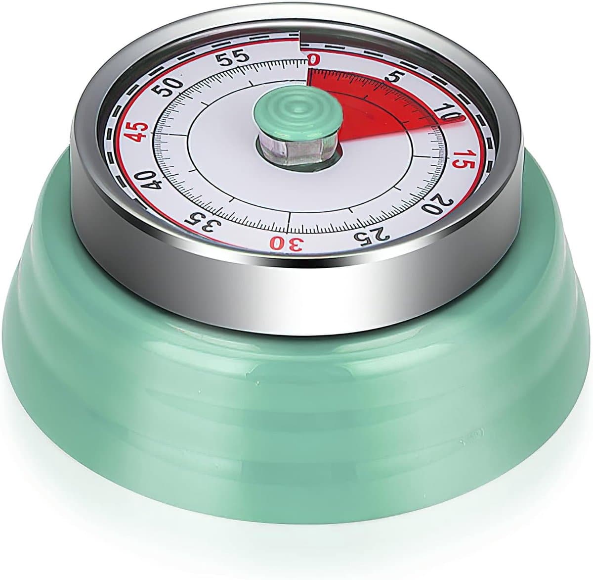 Sander Shop Mechanisch, keukentimer, herinneringstijd, roestvrij staal, retro design, mintgroen, magnetisch aan de koelkast te bevestigen, analoge korte wekker voor keuken, koken, bakken (1-60 minuten)