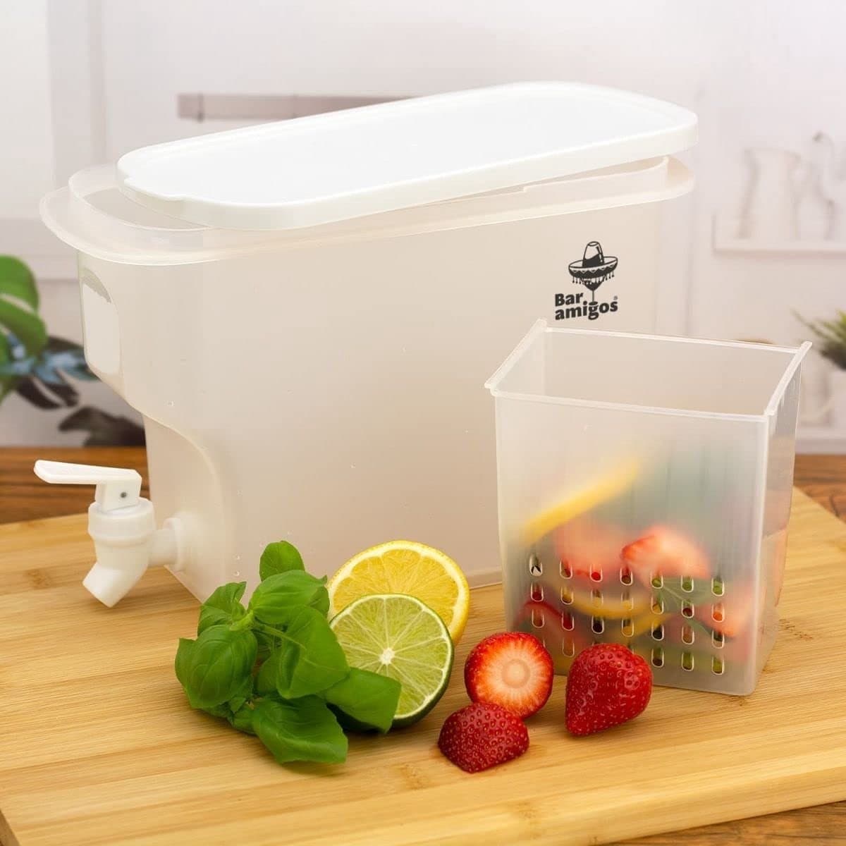 Dailygoods- Fruitinfuser 3,5 l - Drankdispenser met kraan - Waterdispenser - Limonadetap - Plastic - Ideaal voor koelkast/camping