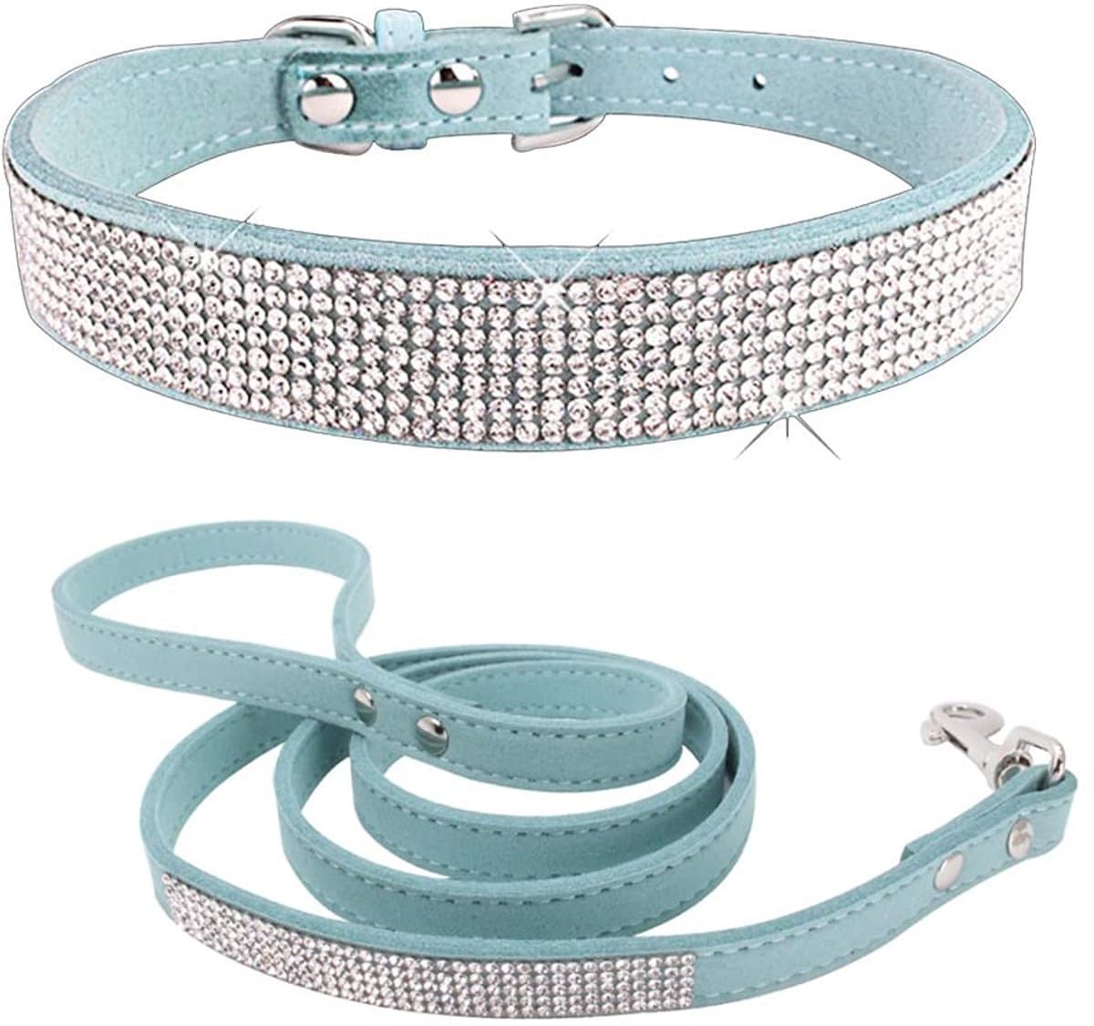 Dailygoods- Hondenhalsband Kristallen Strass - Halsband Harnas - Verstelbaar - Zacht Leer - Voor Kleine/Middelgrote Honden - Charmant Ontwerp