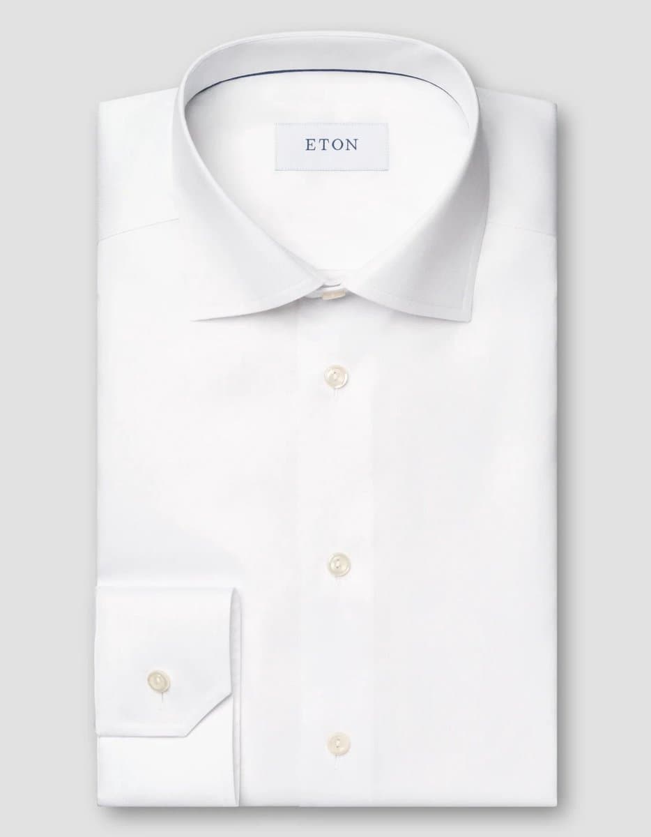 Eton - Overhemd Wit Eton Solid Signature Twill Shirt Lange Mouw Overhemd Wit 100012342