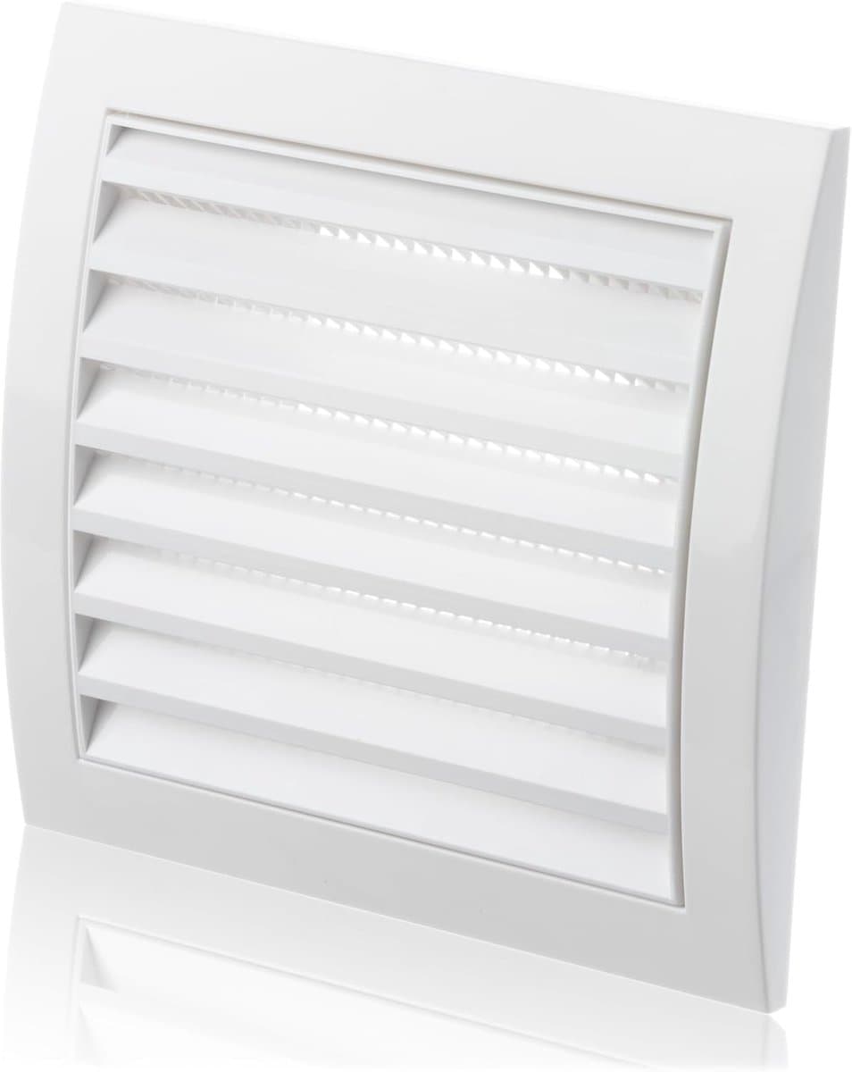 100mm Kunststof Ventilatierooster met Anti-insectengaas en Flens - Witte Ventilatieroosterafdekking - Rooster voor Ventilatie