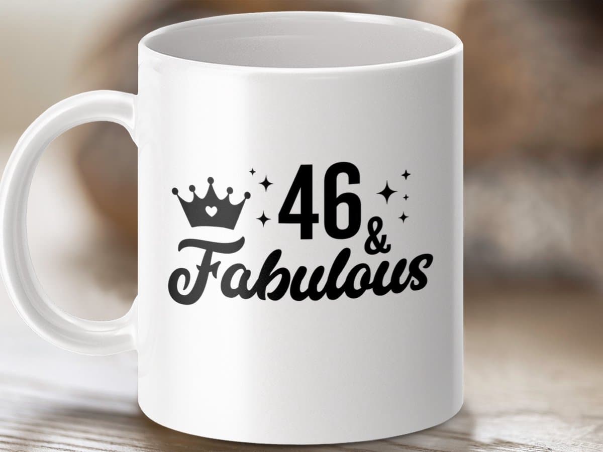 Mok 46 and Fabulous Verjaardag, Luxe Mok Cadeau, Vieren 46, Koningin Mok, Verjaardags cadeau Idee, Koffie Thee Mok
