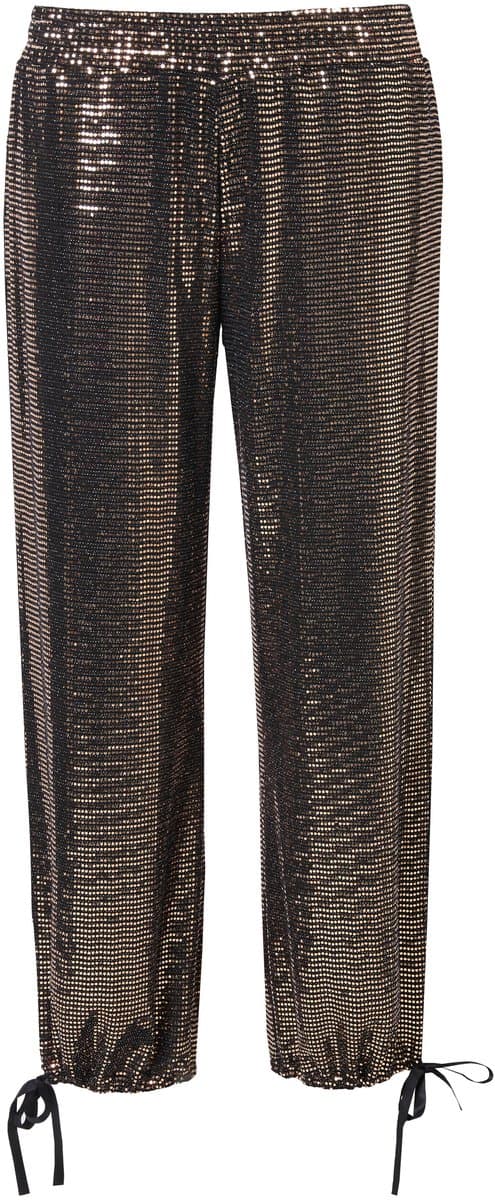 Angel of Style - Dames - Broek rechte pijpen paillettenlook - Goud koper - Maat 58