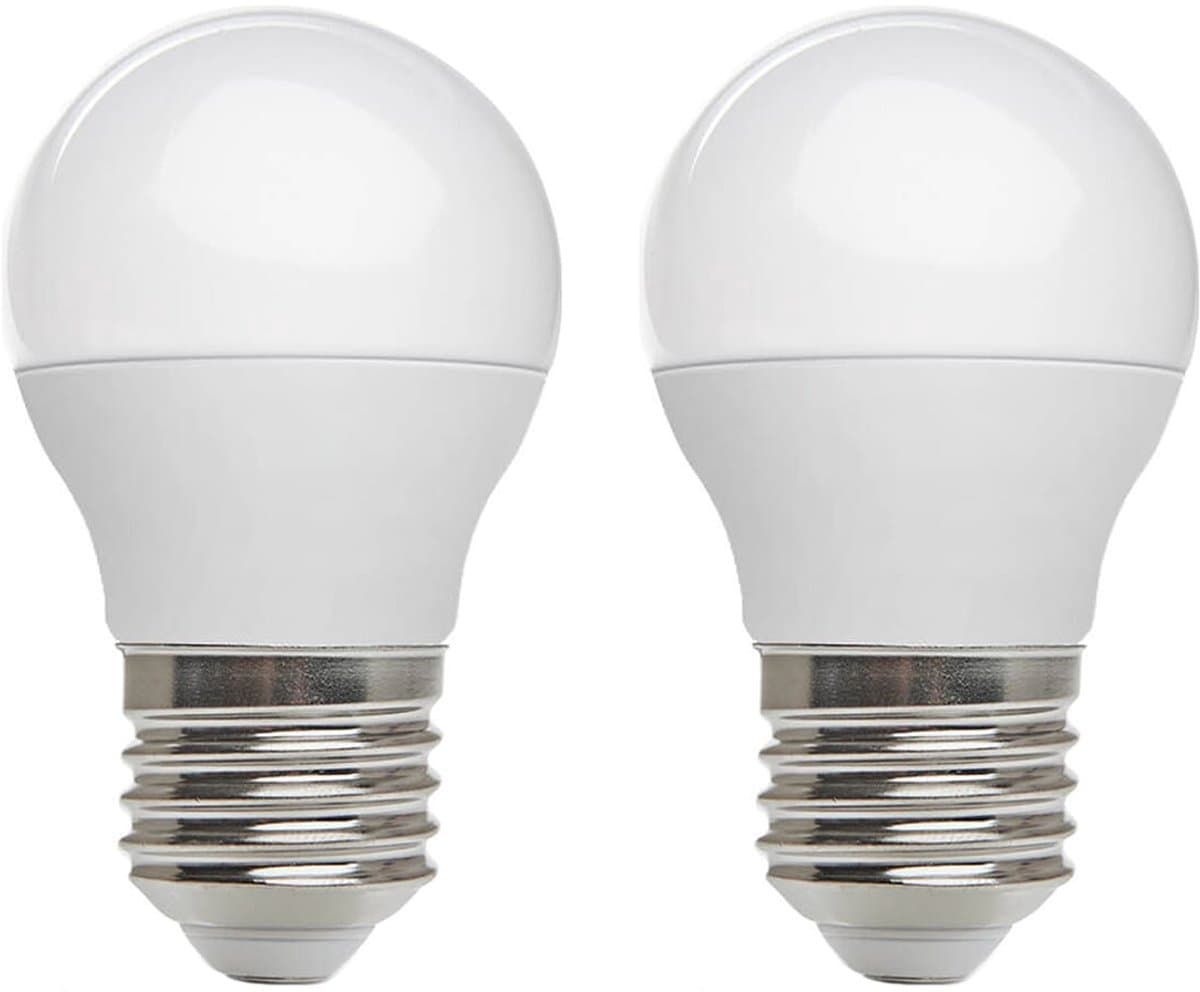 Kobi LED Lamp Mini Bolvorm E27 7W - 600lm - 3000K - 230V - Voor Vintage Armaturen, Badkamer of Eettafel - 2 stuks