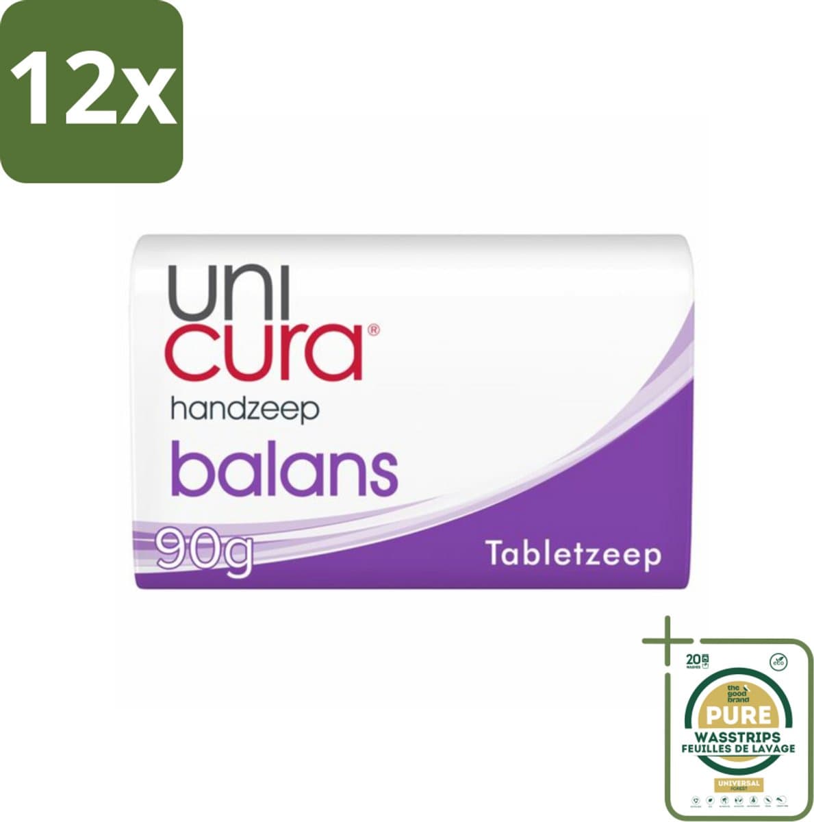 Unicura Tabletzeep Anti Bacterieel Balans 180 gr - Voordeelverpakking - 12 stuks - Hygiëne - Schoonmaken