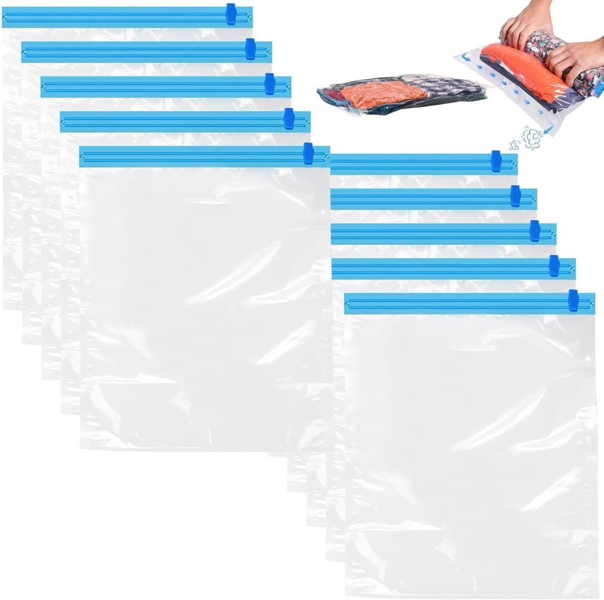 Vacuümzakken voor Reizen - 10 Stuks, 40 x 60 cm, Ruimtebesparende Compressiezakken