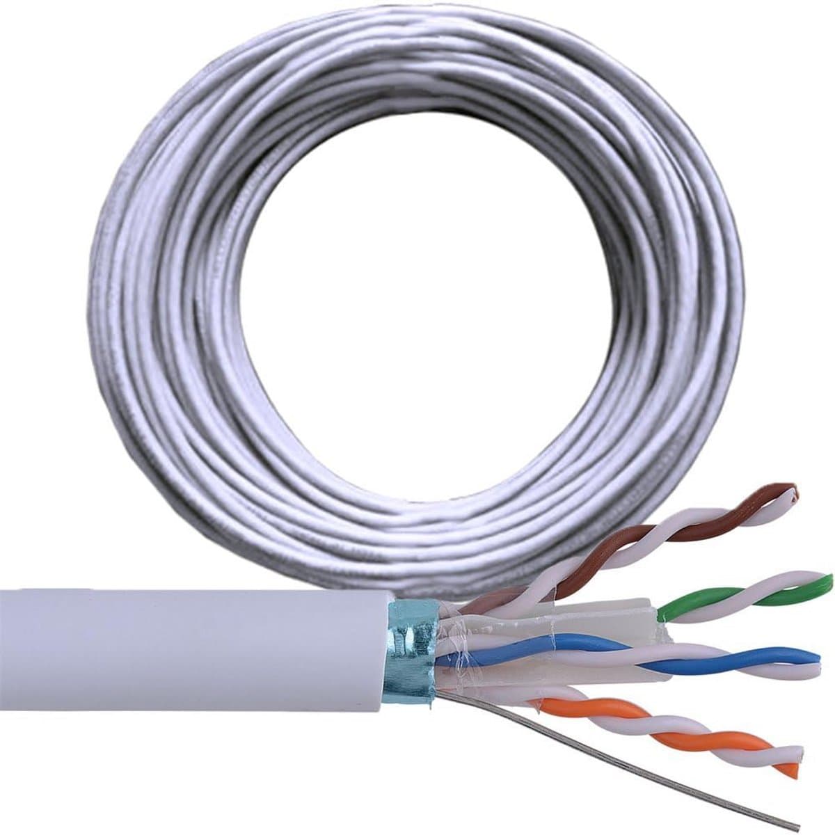 50 Meter CAT6 FTP/STP Netwerkkabel - Pure Koper - Ethernet LAN RJ45 Kabel op Rol