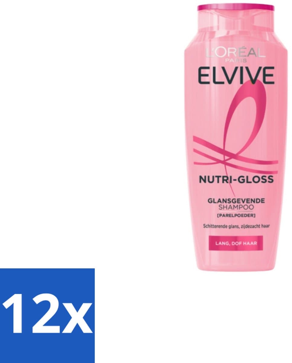 L'Oréal Elvive Nutri Gloss Shampoo 250 ml - Voordeelverpakking - 12 stuks