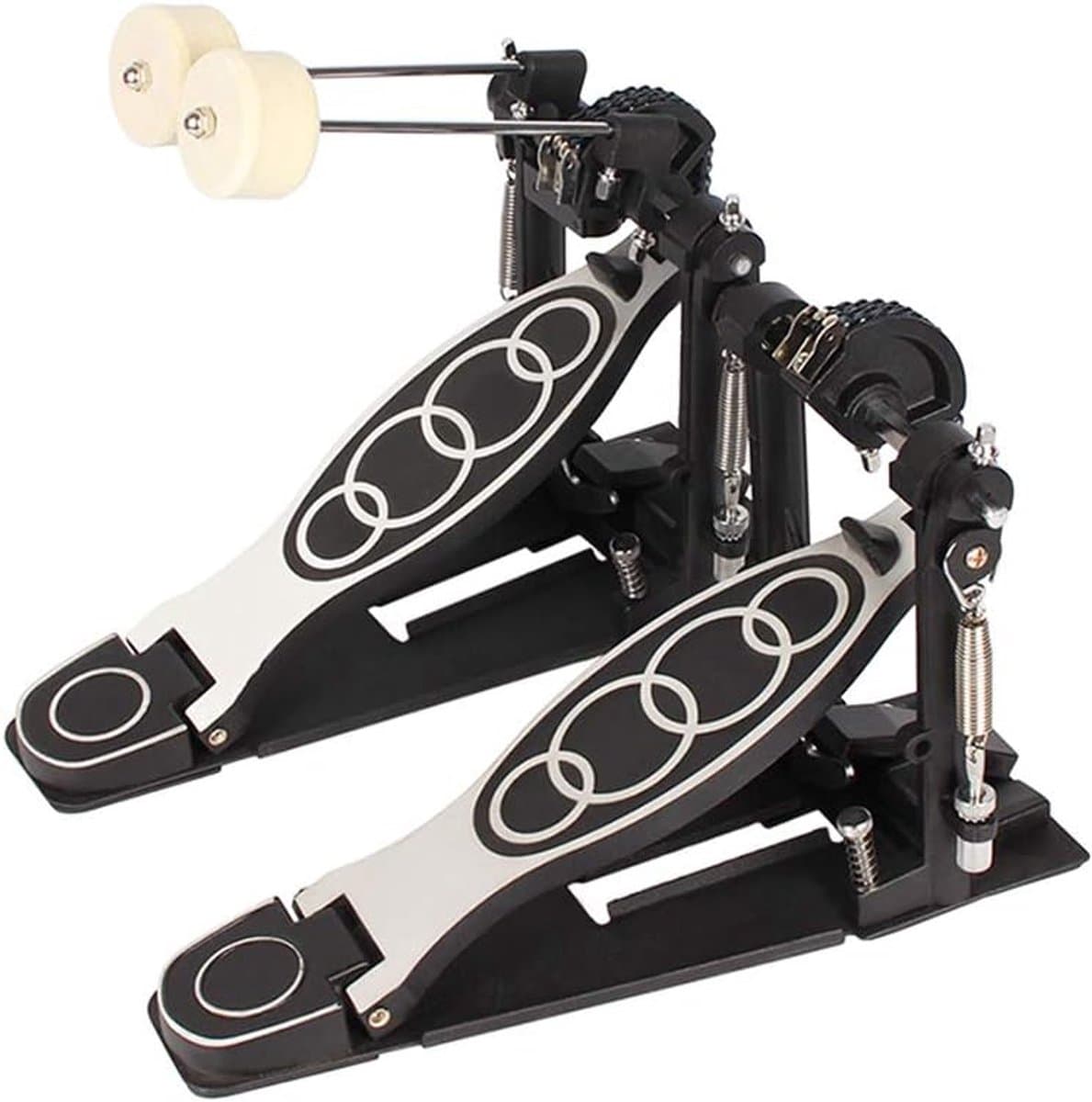 Dubbel Bassdrumpedaal - Dubbele Kettingaandrijving - Muziek Maken - Verstelbare Drijfstangen - 37x355x205cm - Zwart