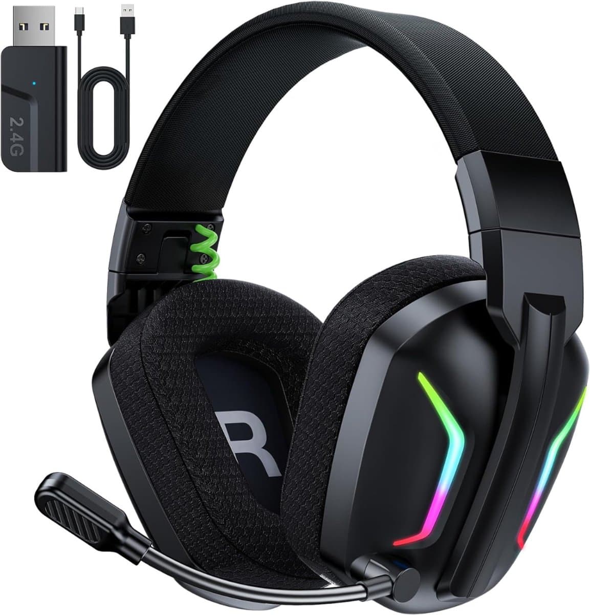 RONN® Game headset draadloos - Headset - Game headset - Gaming headsets - Zwart - ‎15cm x 9cm x 15cm