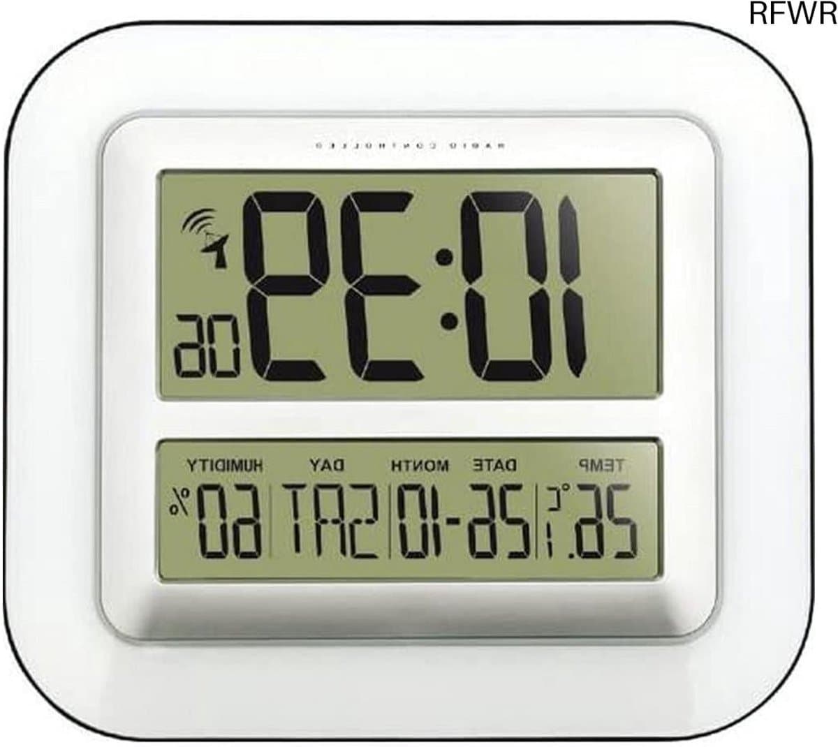 RFWR® Digitale Radiogestuurde Wandklok met Duidelijk Display en Diverse Functies
