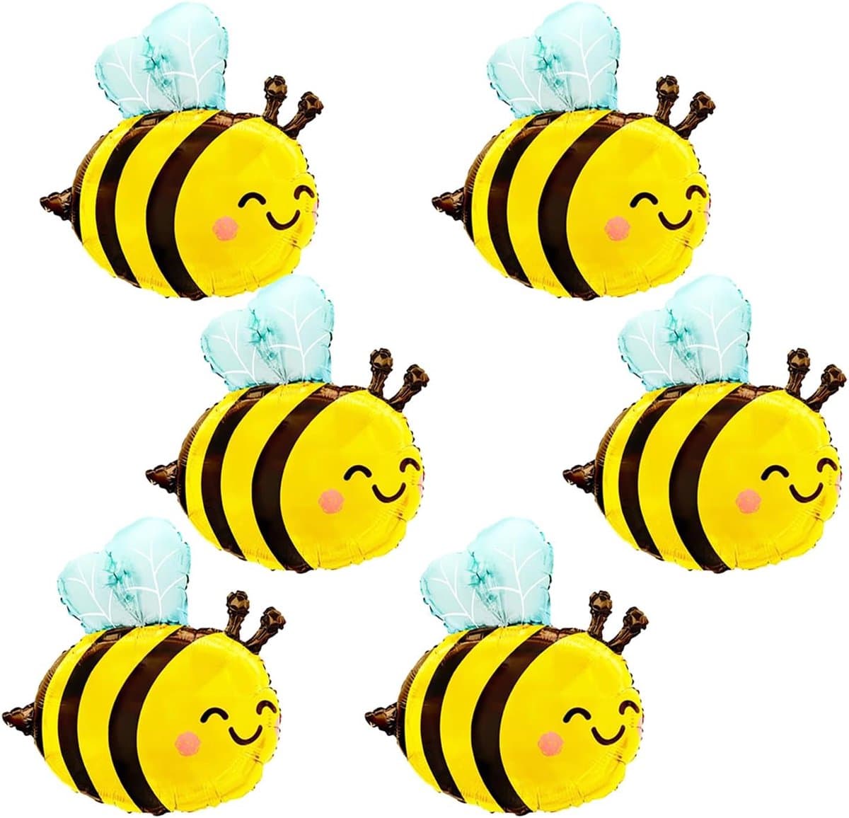 Vrolijke Bij Ballonnen - Feestdecoratie - Verjaardag Vieren - Lachend Gezicht Ontwerp - 6 Stuks - Geel
