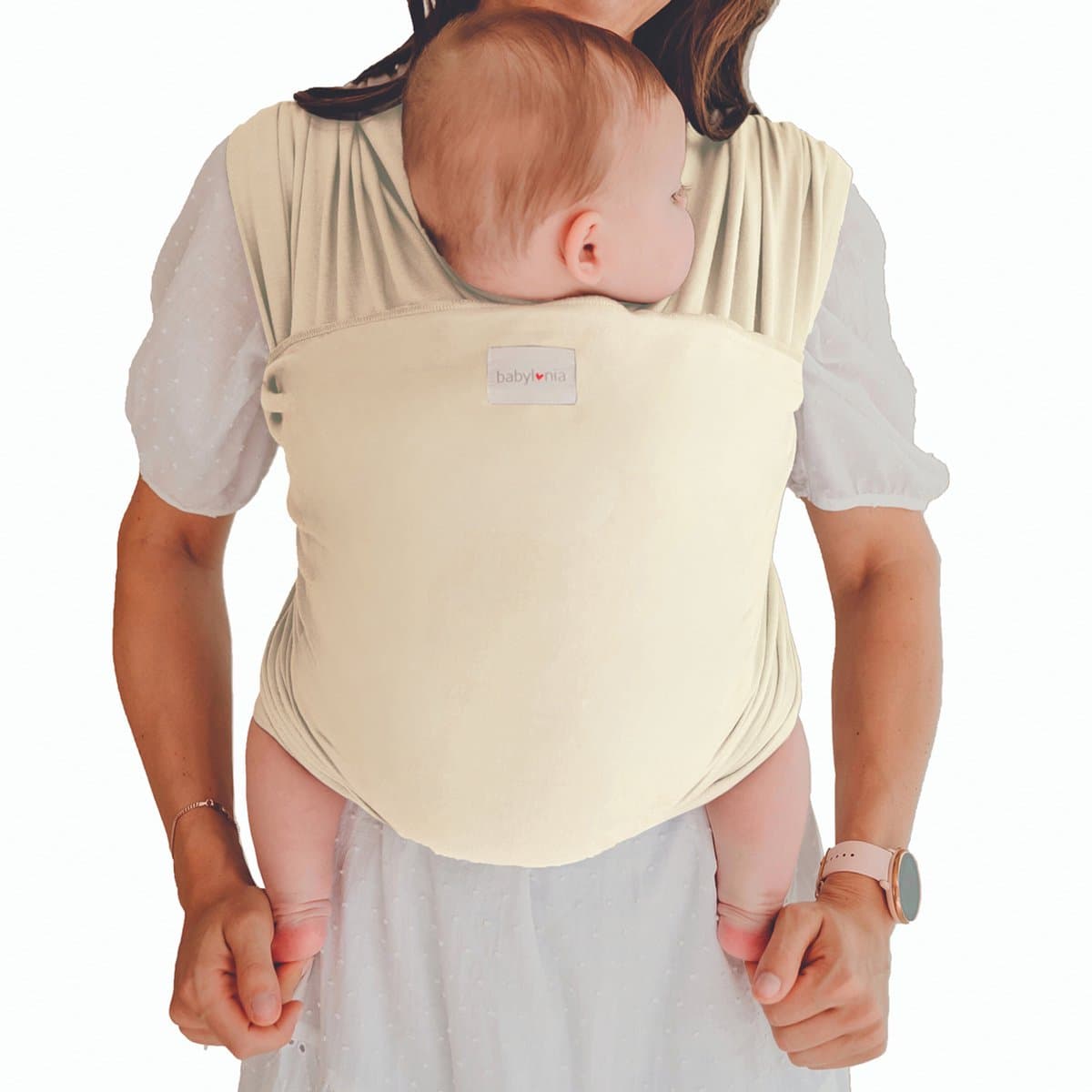 Babylonia Tricot-Slen Organic Ergonomische Draagdoek - Rekbare Baby Draagdoek voor Newborn t/m 15 kg - 100% Biologisch Katoen - Buikdragen - Gebroken Wit - Cotton Breeze - 100% Ongeverfd