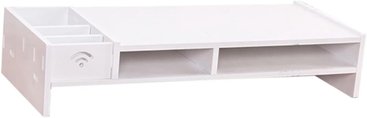 Monitor Verhoger - Bureau Organizer - Bureau Opruimen - Zonder Schroeven - 49 cm Lengte - Wit