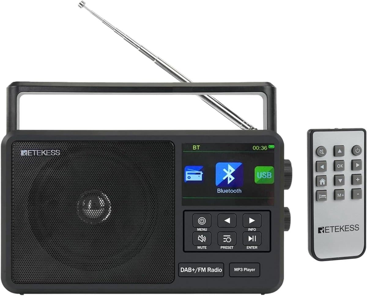 Thijox - Retekess TR640 Draagbare Internetradio met DAB+ en FM, Digitale Bluetooth Luidspreker, Externe Antenne, Afstandsbediening, Ideaal voor Thuis,