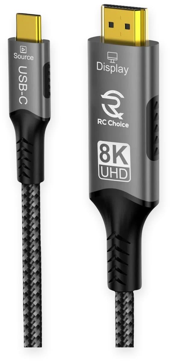 USB C naar HDMI Kabel - 8K 60Hz - 2 Meter - Sterk en Flexibel Nylon