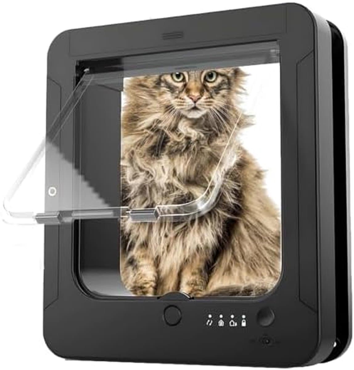 Kattenluik - Kattendeur Selectieve Ingang - Huisdieren Binnenlaten - Microchip Gestuurd - 196 x 211 cm - Zwart