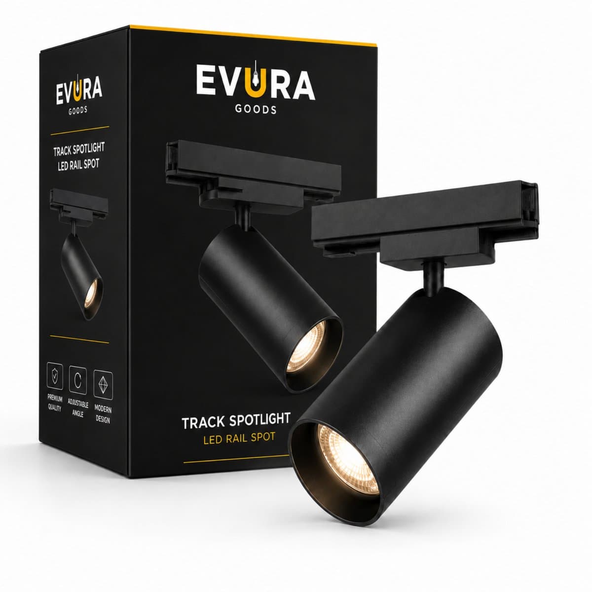 Evura Lights - LED Railspot 3-Fase 20W - 2100 Lumen - 4000K Neutraal Wit - CRI >90 - 36° - Zwart