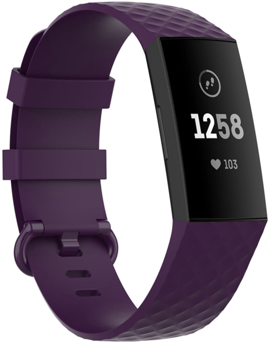 22 mm kleur gesp TPU polsband horlogeband voor Fitbit Charge 4 / Charge 3 / Charge 3 SE (donkerpaars)