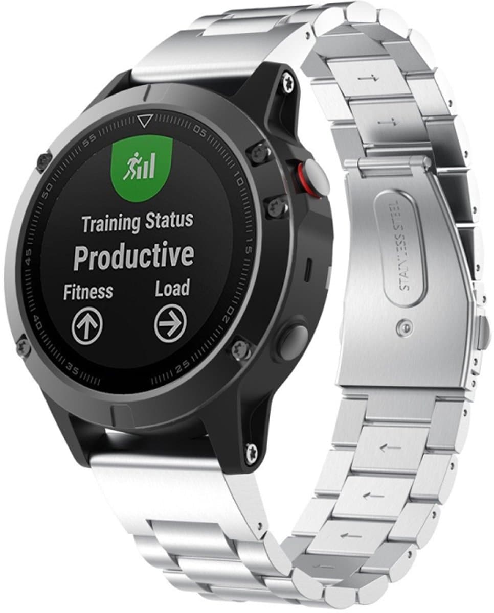 Voor Garmin Fenix 5S roestvrijstalen metalen horlogeband met drie kralen ï¼ˆZilverï¼‰, maat: 20 mm