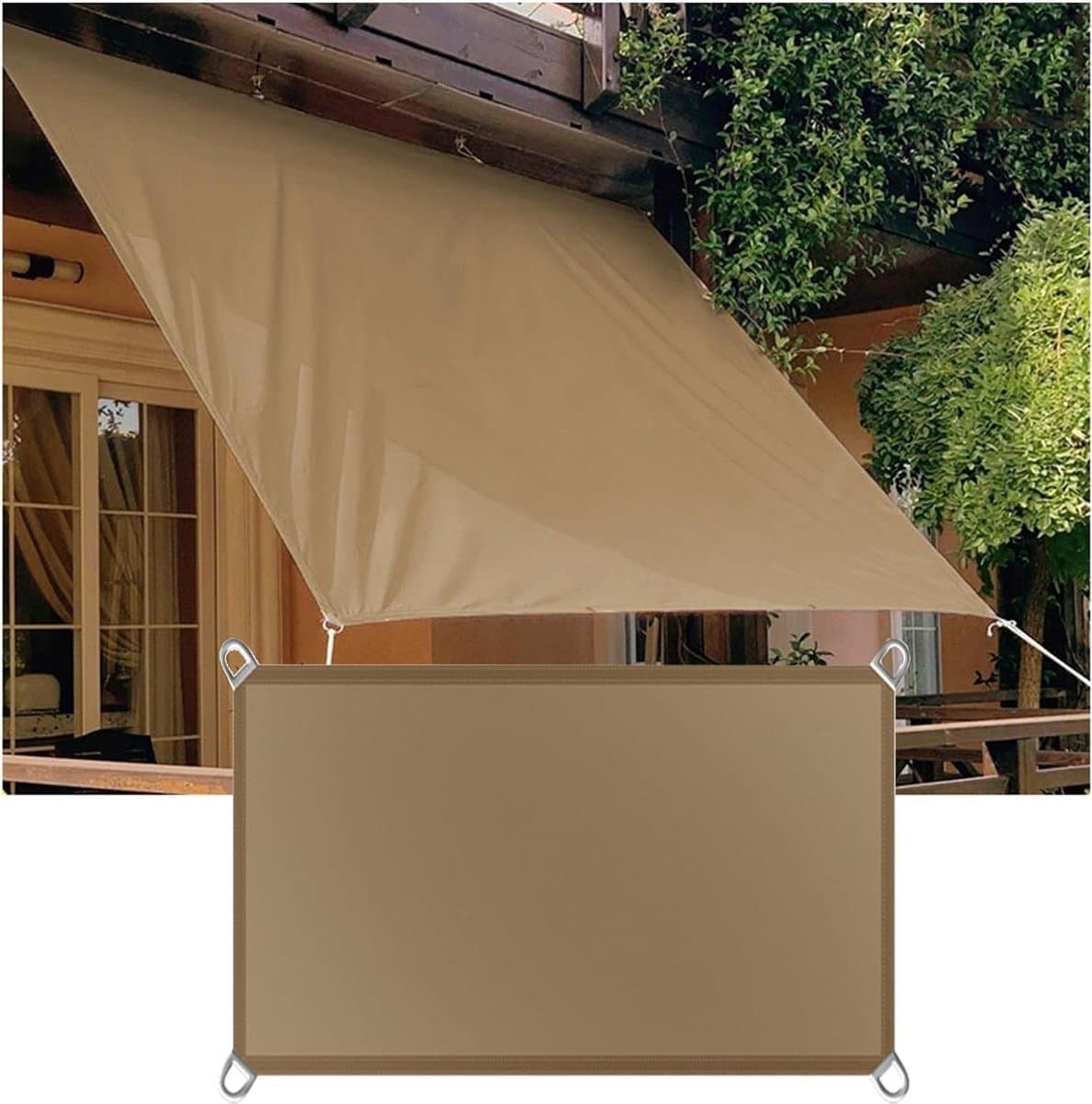 Recht Plat Zonnescherm - Buitenluifel Pergola - Terras Beschermen - UV-Bescherming 95% - 2.5 x 4.5 m - Bruin