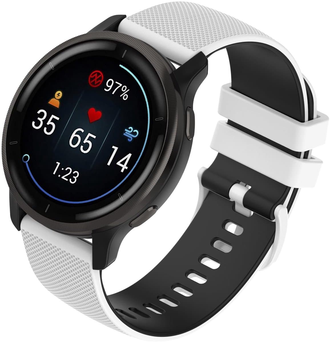 Silikonen Armband 22mm voor Suunto 9 Peak/Pro/5 en Garmin Venu 2/Vivoactive 4/Fenix 5