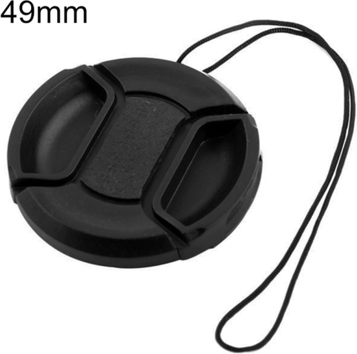 49mm Center Pinch Camera Lens Cap for Canon(Black)