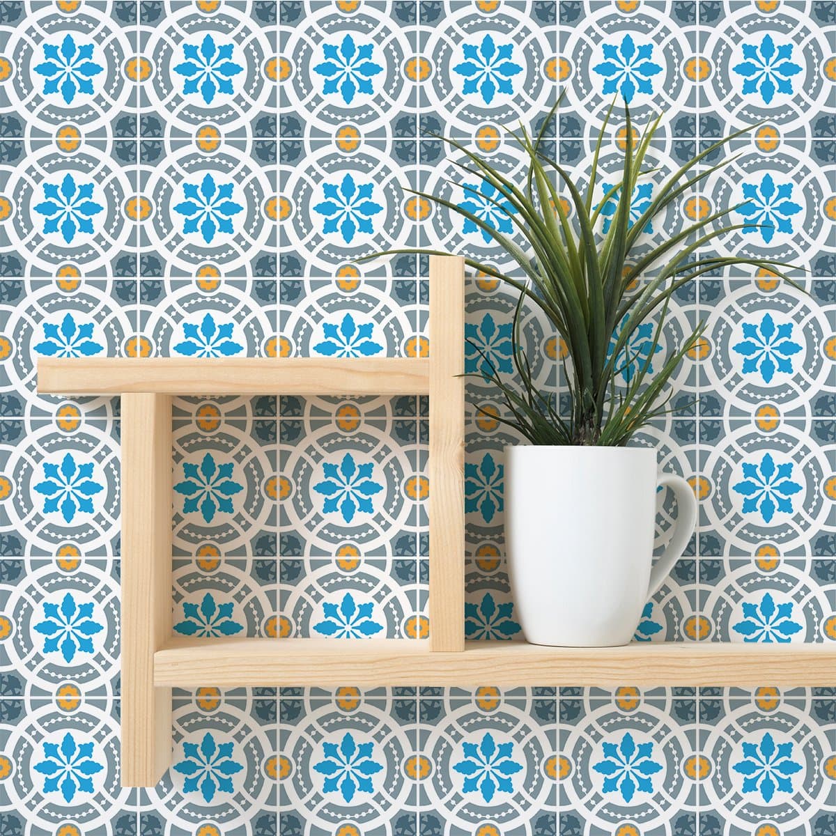Zelfklevende tegelmuurstickers voor keuken en badkamer - 9 Cayetano Azulejo tegelstickers - 9 stickers 10x10cm