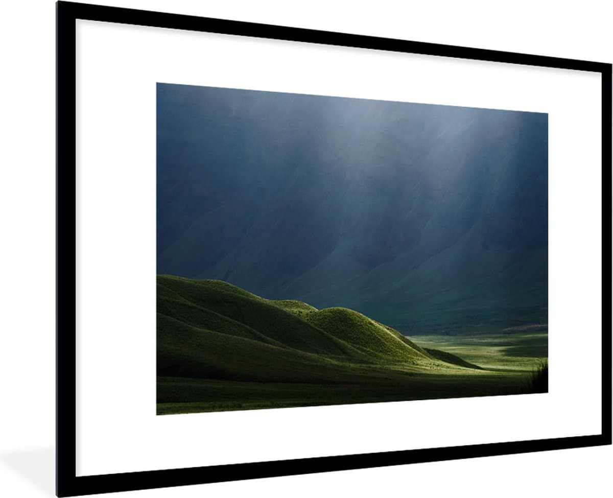 Fotolijst - Poster - Wanddecoratie - Berg - Landschap - Wolken - Natuur - Poster - 90x60 cm