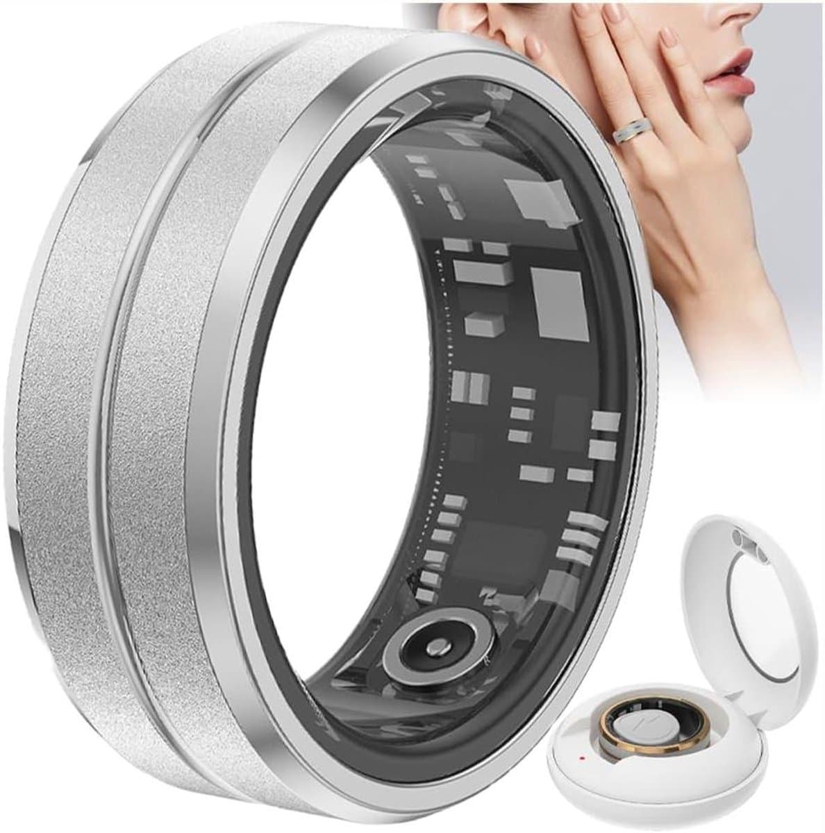 Slimme Ring - Gezondheidsring Fitness Tracker - Gezondheid Monitoren - 5ATM Waterdicht - Maat 7-12 - Zilver