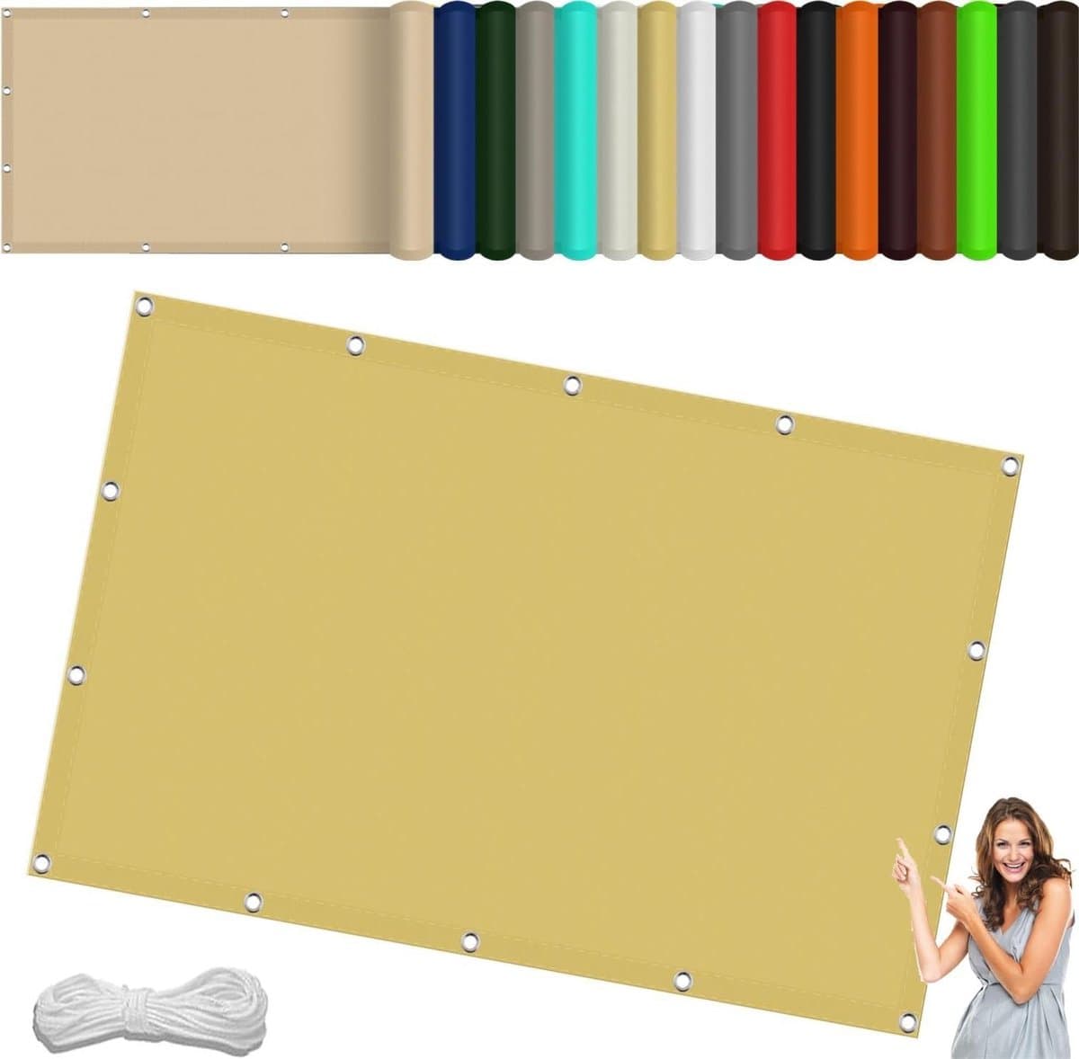 Zonweringsnet Rechthoekig - Schaduwdoek Waterdicht - Buitenruimte Koel Houden - Hoge UV-Bescherming - 65 x 550 cm - Creme