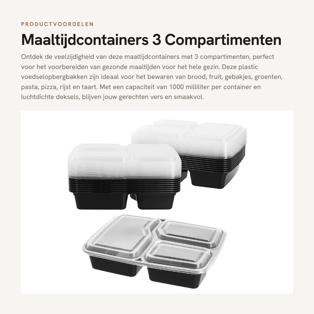 Dailygoods- Maaltijdbereidingscontainers 40 stuks - Plastic Voedselcontainers - Luchtdichte Deksels - Stapelbaar - Geschikt voor Magnetron/Vriezer - Hoogwaardig PP-materiaal