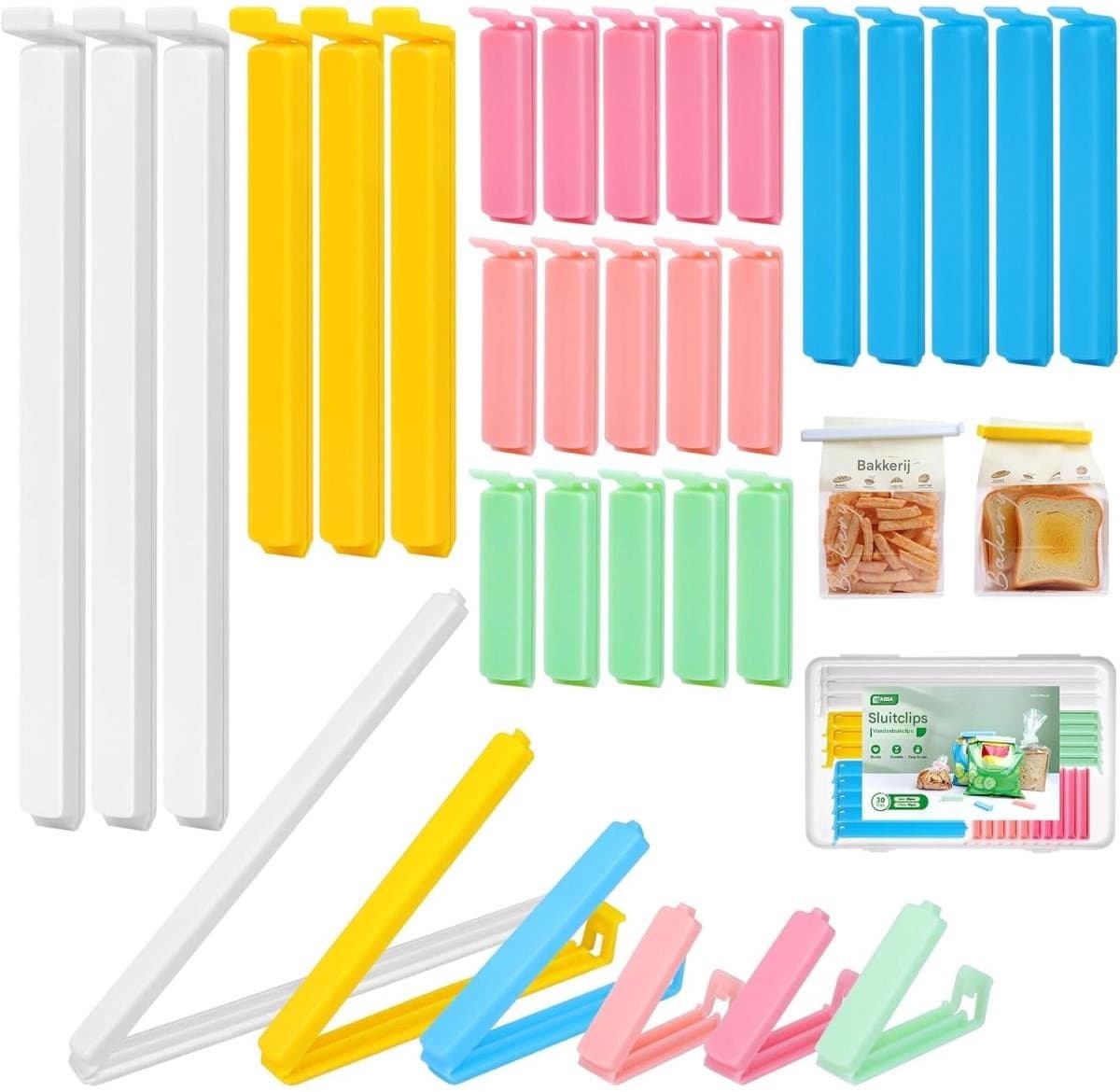 YOZHIQU Inwee Zaksluiters - Voedselclips - Luchtdichte Verzegeling Voor Frisheid - Robuust Voedselveilig PP - Set Met 6 Kleuren En 4 Maten - Geschikt Voor Koelkast En Camping