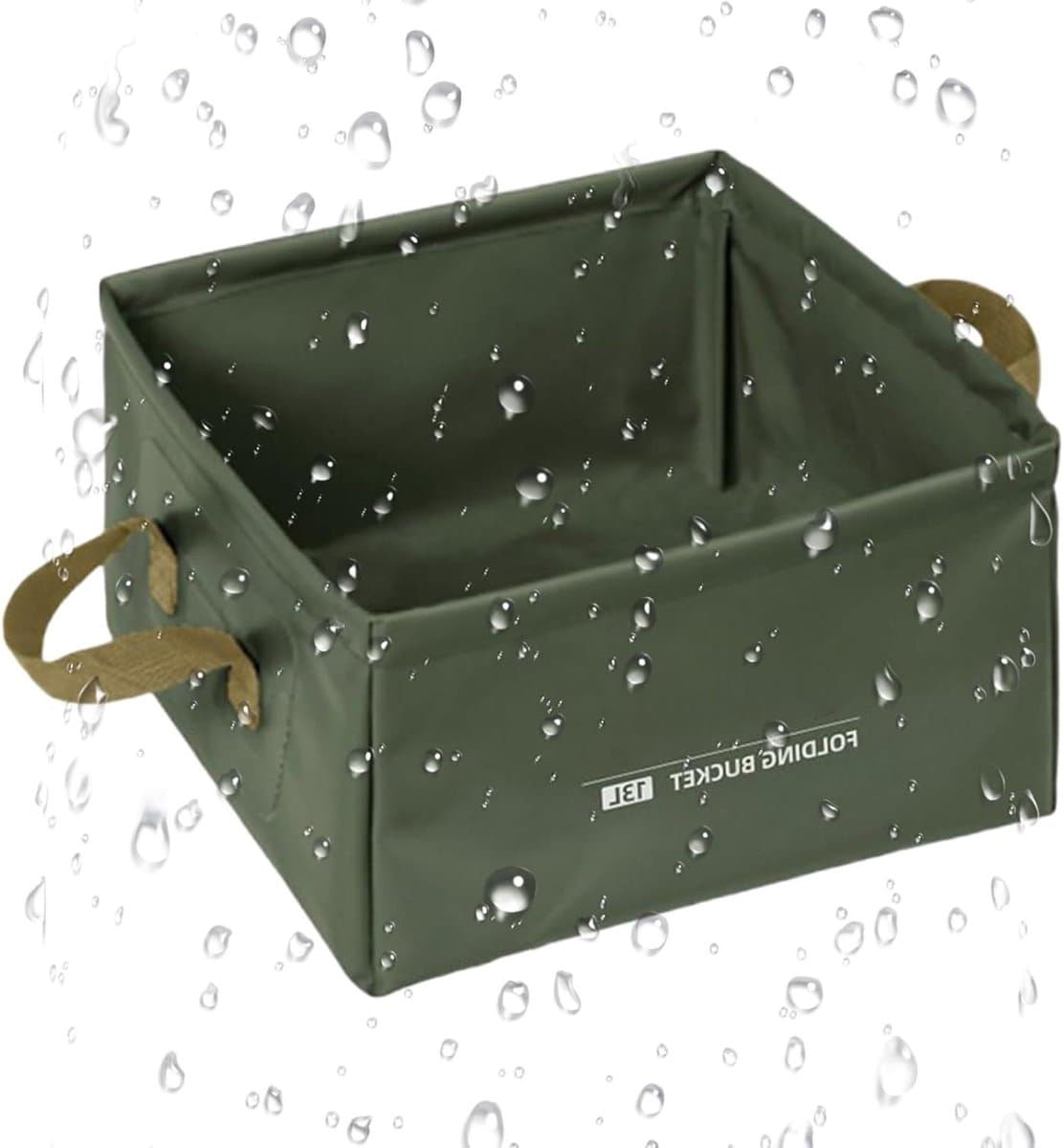 Vouwbare Emmer - Opvouwbare Waterbak - Kamperen en Reizen - Scheurwerend PVC-mesh - 13 Liter - Legergroen