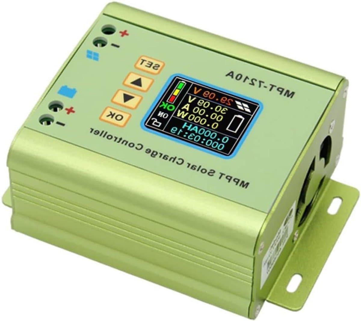 Solar Charge Controller MPPT Solar Charge Controller MPT-7210A LCD Display 24V 36V 48V 60V 72V 10A Adjustable for Lithium Battery