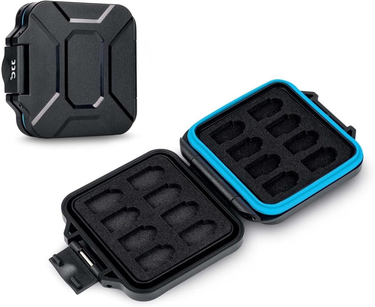 Georganiseerde Geheugenkaartdoos met 16 Compartimenten voor Micro SD, Micro SDXC en Micro SDHC - Waterdicht, Schokbestendig en Ideaal voor Transport en Opslag