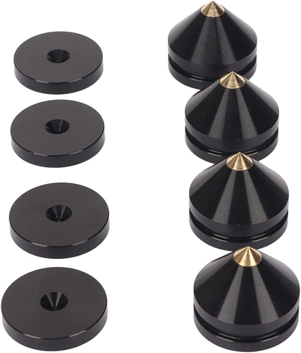 Speaker Isolatie Voeten - Schokabsorptie Pads - Geluid Verbeteren - Aluminium Legering - 4 Sets - Zilver