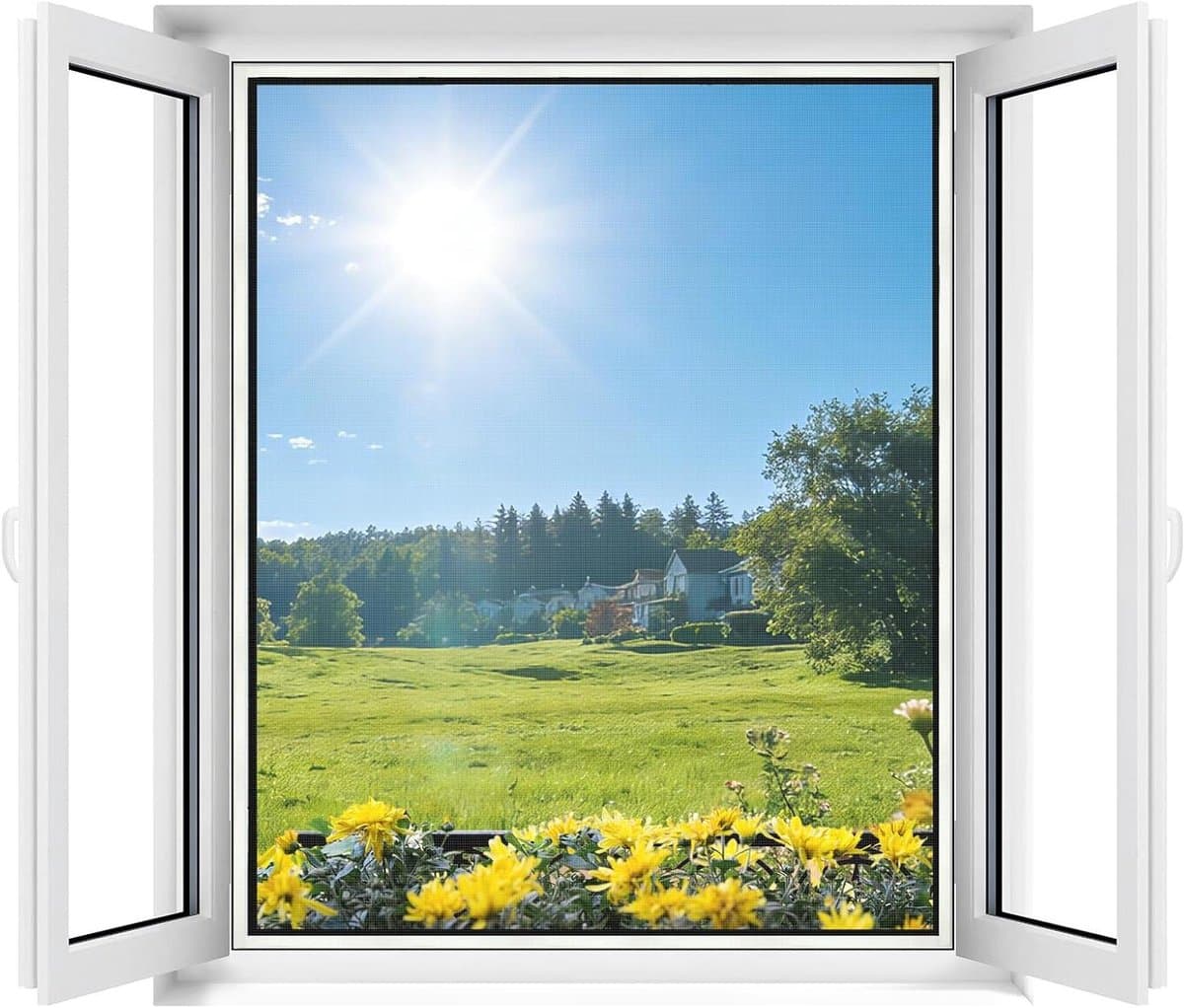 Apalus Universal Window Transparent Fly Screen/Washable Mesh/Adjustable Insect Net, DIY Window Size – Mosquito & Insect Protection (Max. 130x150CM, White)