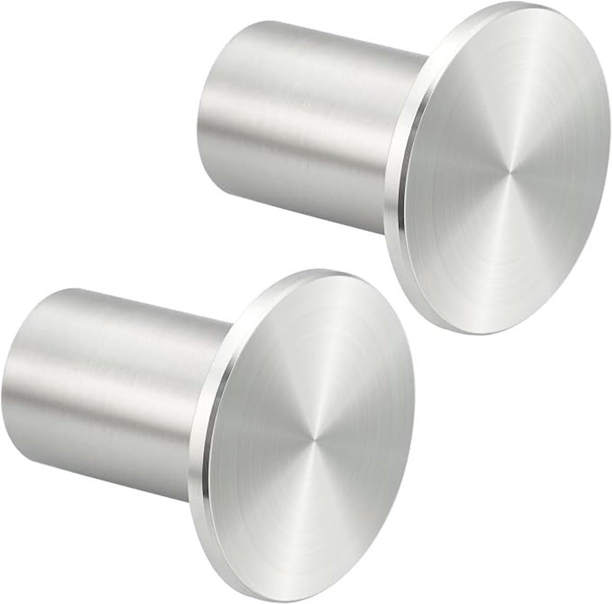 PolkaHome Handdoekhaken Geborsteld Zilver - Set van 2 RVS Wandhaken voor Badkamer en Keuken