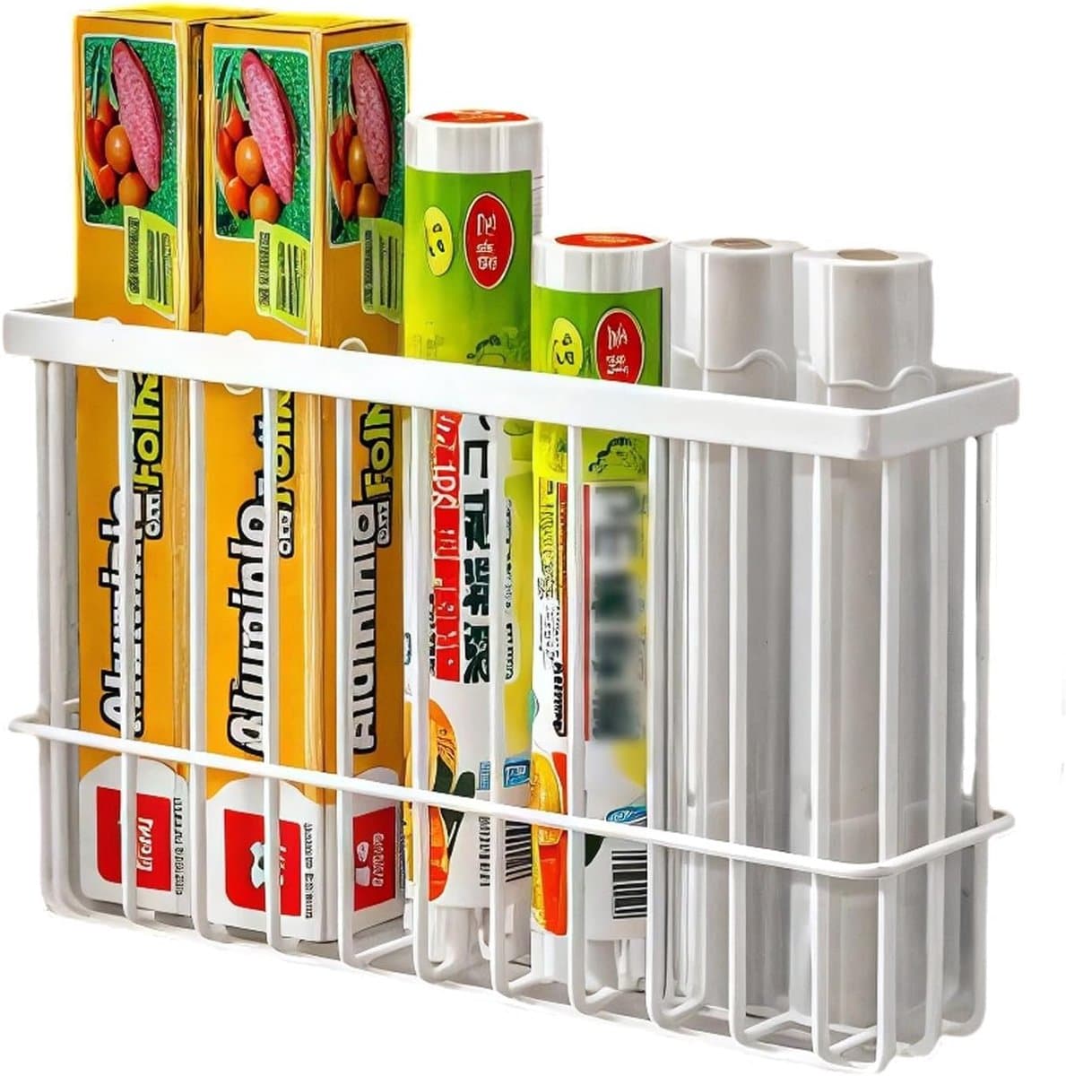 Gewürzenrek voor Koelkast - Magnetisch Wasmachine Organizer Rek, Opbergmand voor Magnetische Planken, Droogballen, Camper (25x15x8 cm, Wit)
