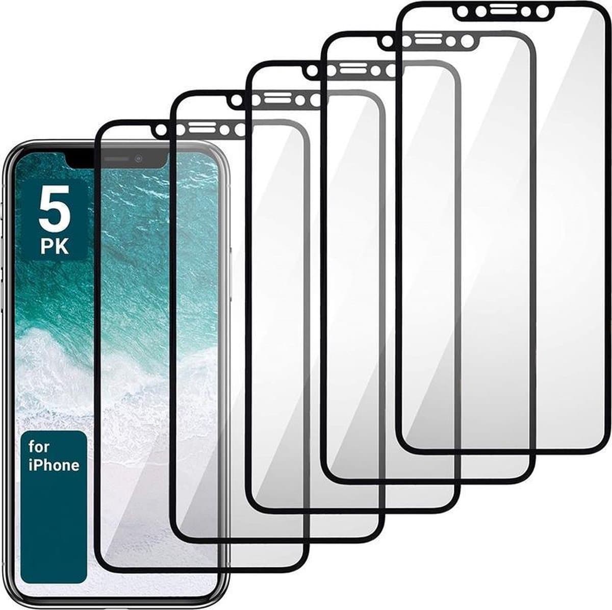 Screenprotector Glas - Full Tempered Glass Screen Protector - 5X Geschikt voor: Apple iPhone 11