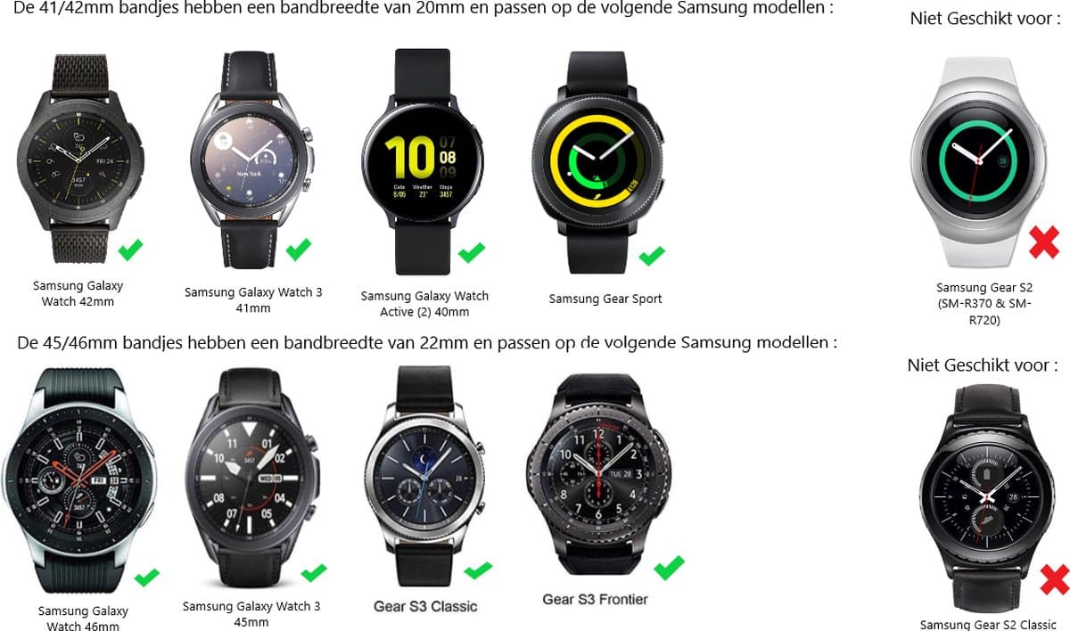 Geschikt voor Samsung Galaxy Watch leren luxe band - donkerbruin - 41mm / 42mm