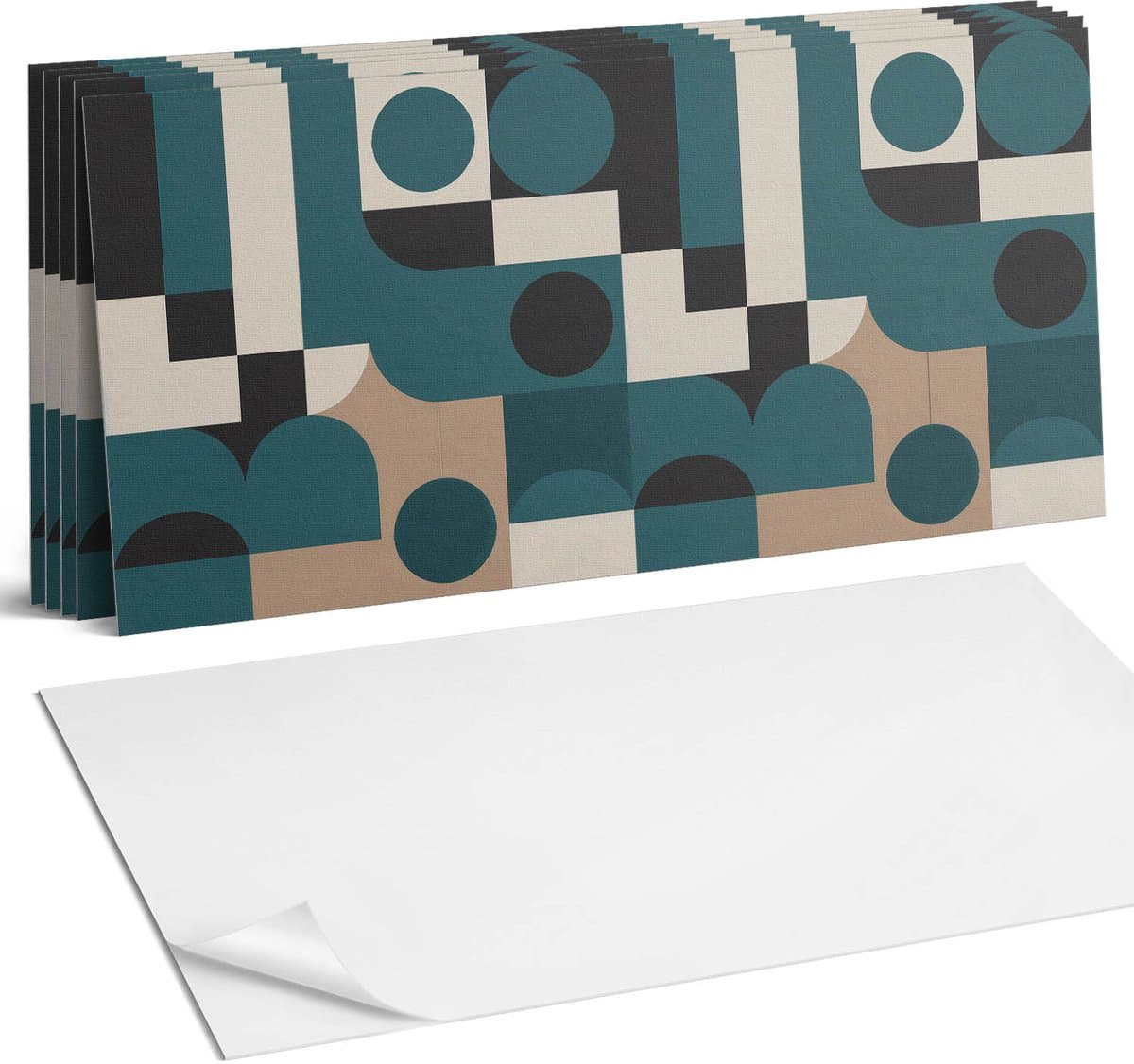 Coloray Plaktegels - Abstracte vormen en vormen Wandtegel Zelfklevend - 60 cm x 30 cm - Turkoois Plaktegels - 6 stuks - Rechthoek PVC Tegels - Plaktegels Keuken - Zelfklevende Vloertegels Badkamer - Vinyltegels Vloer Zelfklevend - Portugese Tegels
