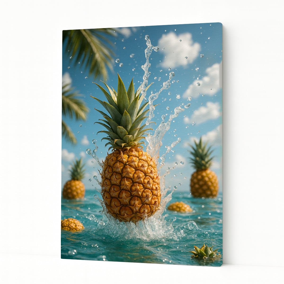 Ananas splash – wanddecoratie – muurkunst – Canvas schilderij – 40x60 cm