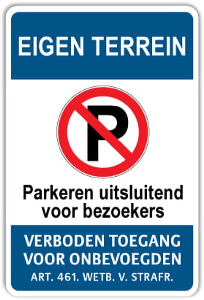 Eigen Terrein bord - Bezoekers - Weerbestendig Aluminium - 30x45 cm - Bevestiging: Zonder bevestiging (alleen het bord)