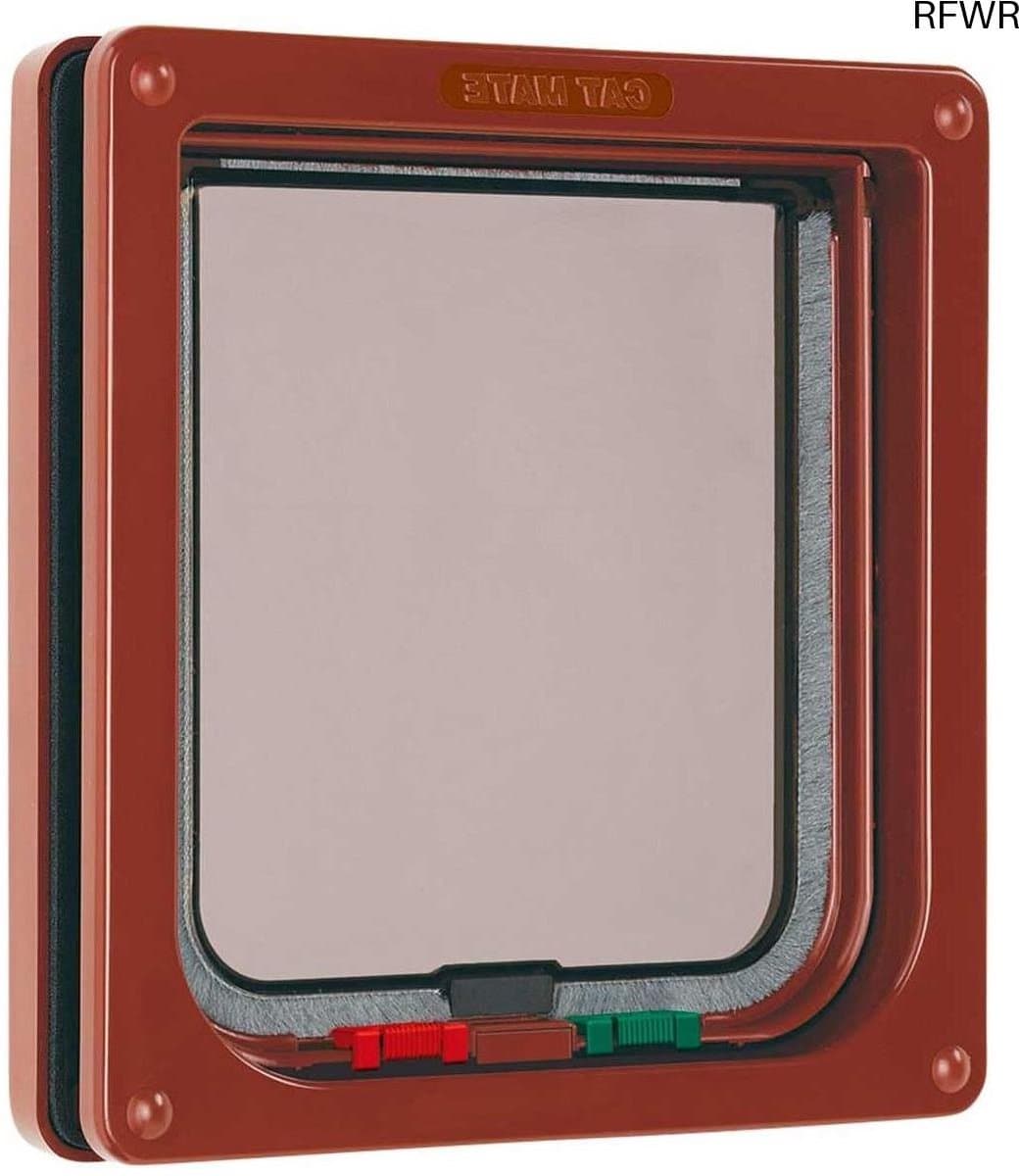 RFWR® Kattenluik met 4-weg sluiting - Bruin, 19,2 cm breed, 20 cm hoog