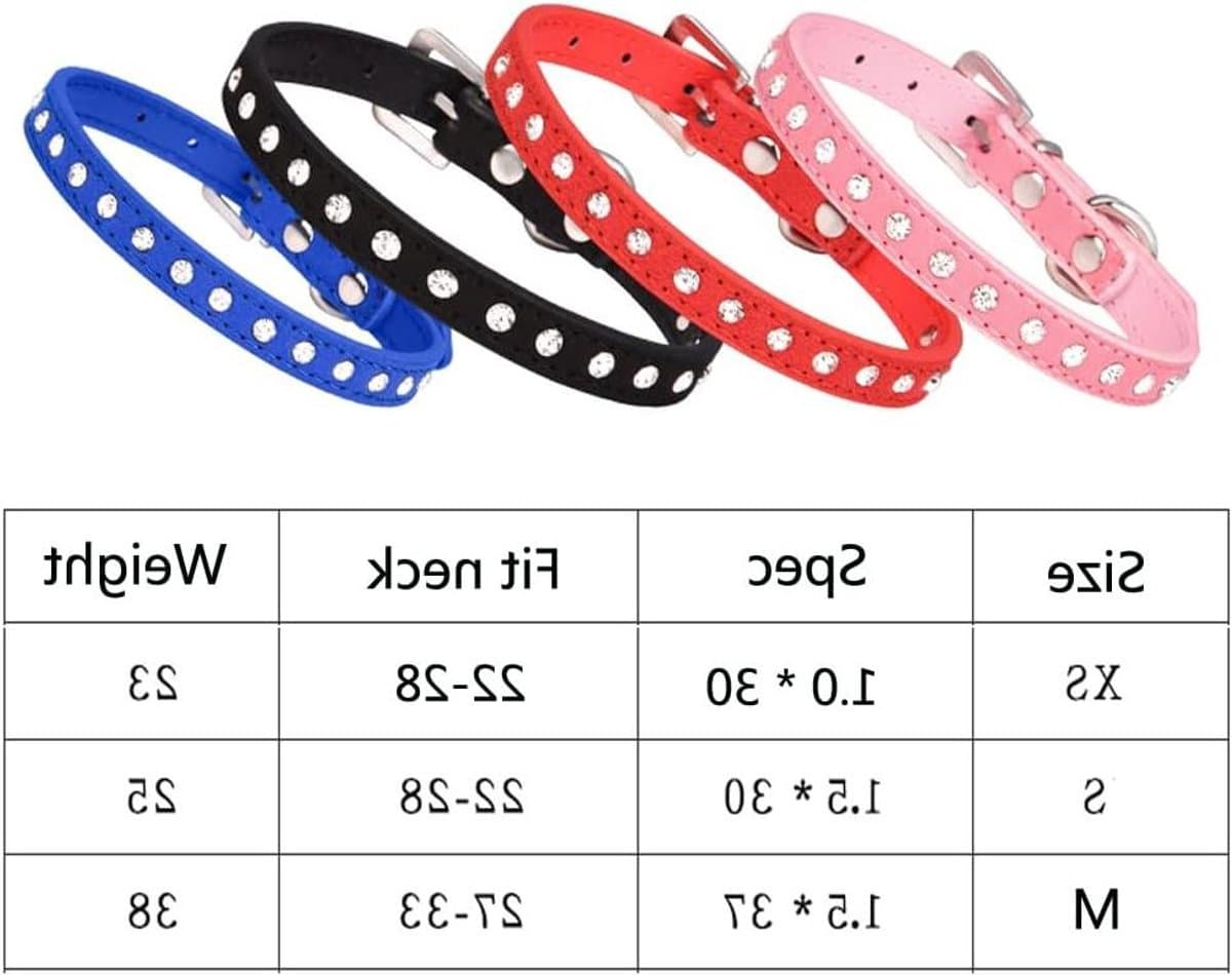 ByShane - Suède leren halsband met bling strass kristal juwelen voor kleine huisdieren - zwart